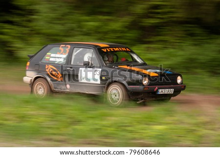 ELEKTRENAI, LITHUANIA - MAY 21: Rokas Kavaliauskas drives an AG Racing team Volkswagen Golf car during \