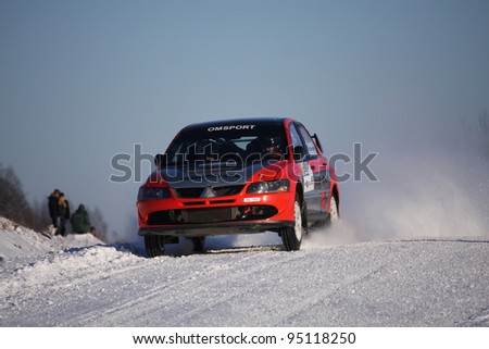 UTENA, LITHUANIA - JANUARY 28: MR Sport team Mitsubishi Lancer car during \