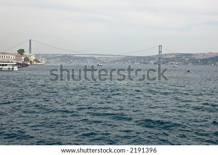 Turkish view with Bosporus bridge. Point of interest in Turkey