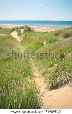 stock photo : Sand dunes of Formby beach near Liverpool, the North West Coast of