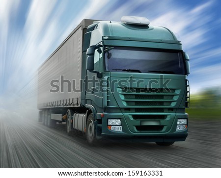 Green Truck on Highway