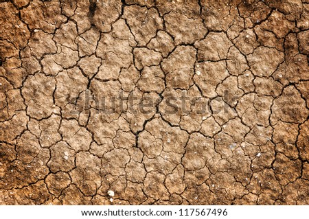 Dry red clay soil texture, natural floor background