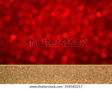 sparkling red bokeh wall and glitter floor, mock up for display of product