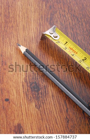 laminate and tape measure and pencil