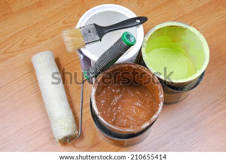 paint cans and paint tools