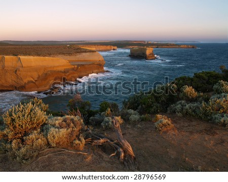 Cliffs at Great Ocean Road in sunset, Victoria