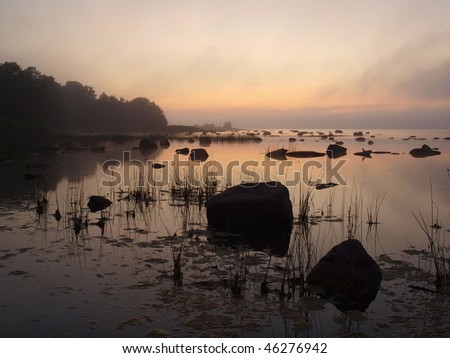 Evening landscape by the sea bay, Baltic Sea