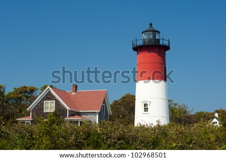 Nauset Light Lighthouse in Eastham, Cape Cod, Maine, New England, USA, Nauset Light Leuchtturm in Eastham, Cape Cod, Maine, Neu England, USA