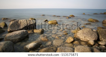 stones in the water under long time exposure