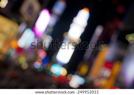 blurred street lights of Times Square in New York City in the night, abstract background