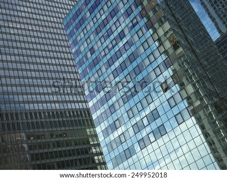 detailed close-up of a skyscraper facade in manhattan, new york city, usa