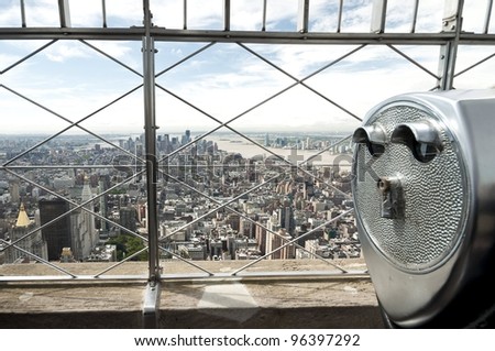 panoramic view over New York city from Empire State building, Panoramablick vom Empire State Building auf New York City