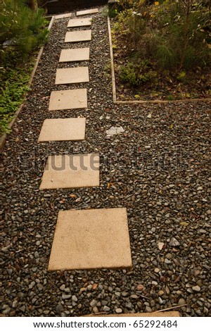 Garden Stones on Stepping Stones Path In The Garden Stock Photo 65292484   Shutterstock