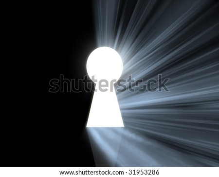 a conceptual keyhole with rays of light
