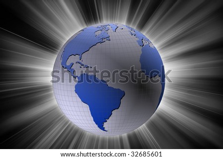 earth illustration with rays of light