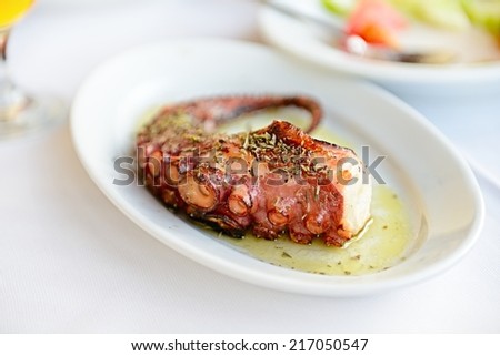 close up of cooked octopus