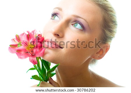 stock photo beautiful nacked girl with flowers