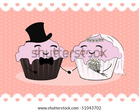 stock vector cupcake wedding couple