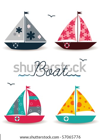 Cartoon Boats Stock Vector Illustration 57065776 : Shutterstock