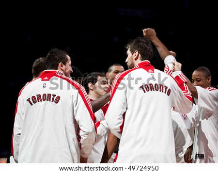 TORONTO - JANUARY 24: The Toronto Raptors participate in an NBA basketball game at the Air Canada Centre on January 24, 2010 in Toronto, Canada.  The Raptors beat the Lakers 106-105.