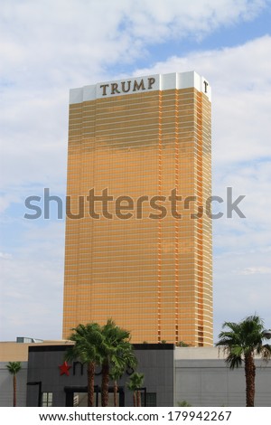 LAS VEGAS - JULY 4: Trump Hotel tower on July 4, 2012 in Las Vegas, Nevada.  Trump Hotel Las Vegas is a 64 story luxury hotel, condominium and timeshare near the famous Strip.