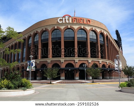 NEW YORK - SEPTEMBER 3: Citi Field, home of the National League Mets, on September 3, 2014 in New York. Opened in 2009, it seats 41,800 baseball fans and cost $900 million.
