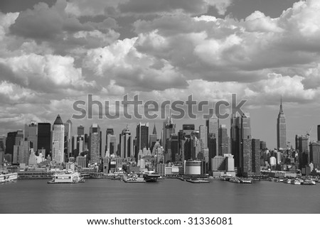 new york skyline black and white pictures. stock photo : New York City