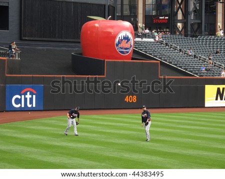 NEW YORK - AUGUST 19: Mets famous Home Run Apple during batting practice in brand new Citi Field on August 19, 2009 in New York.