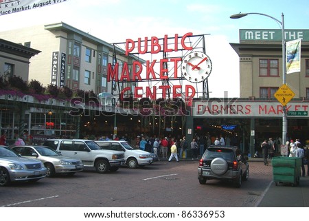 SEATTLE - SEPTEMBER 15: Entrance to the Pike Place Market on September 15, 2007 in Seattle, Washington. The market opened in 1907 and is still a major tourist attraction on the Seattle waterfront.