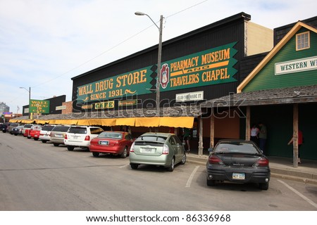 WALL, SOUTH DAKOTA - SEPTEMBER 26: Famous Wall Drug Store on September 26, 2008 in Wall, South Dakota. The site is a tourist attraction made famous by billboards in the U.S. and around the world.
