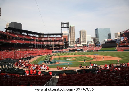 ST. LOUIS - SEPTEMBER 18: Practice before a baseball game at Busch Stadium, home of the Cardinals, on September 18, 2010 in St. Louis, MO. Opened in 2006, it seats 43,975 fans and cost $365 million.