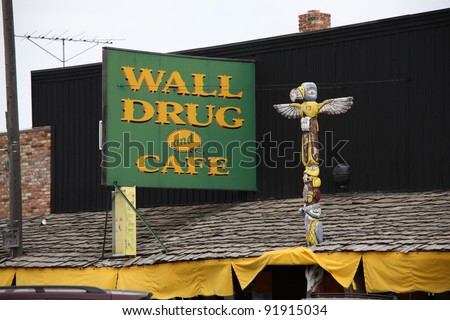 WALL, SOUTH DAKOTA - SEPTEMBER 26: Famous Wall Drug Store on September 26, 2008 in Wall, South Dakota. This attractions draws some 2 million tourists a year with its gift shop and restaurants.