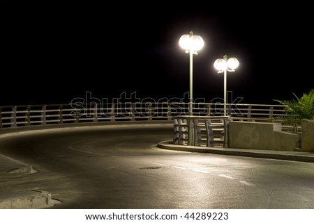 Lantern on night road