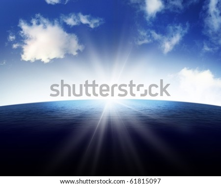 Blue sea and empty CG background image