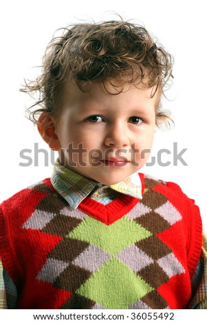  small boy with funny curly hair