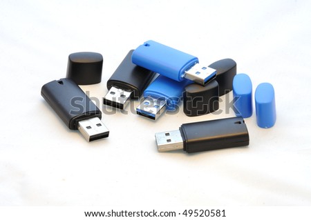 Isolated usb memory stick - black and blue