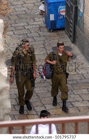 JERUSALEM - OCTOBER 03: Members of the Israeli Border Police in the Old City October 03, 2006 in Jerusalem, Israel. They are deployed for law enforcement in the West Bank and Jerusalem.
