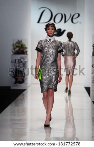 ZAGREB, CROATIA - MARCH 15: Fashion model wears clothes made by eNVy Room on \