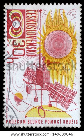 CZECHOSLOVAKIA - CIRCA 1967: A stamp printed in Czechoslovakia, Space exploration stamp series, circa 1967