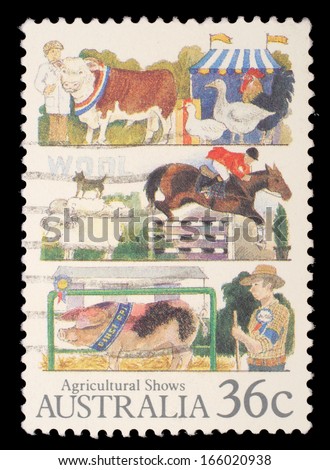 AUSTRALIA - CIRCA 1987: A stamp printed in Australia shows the Livestock, Agricultural Shows series, circa 1987