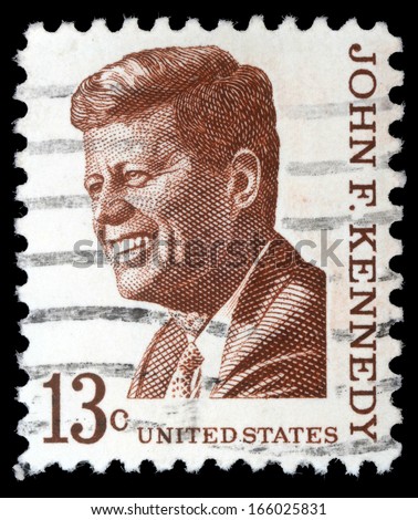 UNITED STATES OF AMERICA - CIRCA 1967: Stamp printed by United States shows President John Kennedy, circa 1967