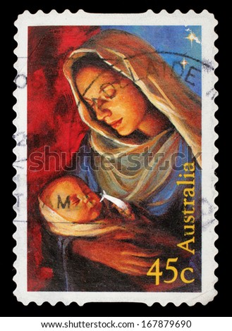 AUSTRALIA - CIRCA 2006: a stamp printed in the Australia shows Madonna and Child, Christmas, circa 2006
