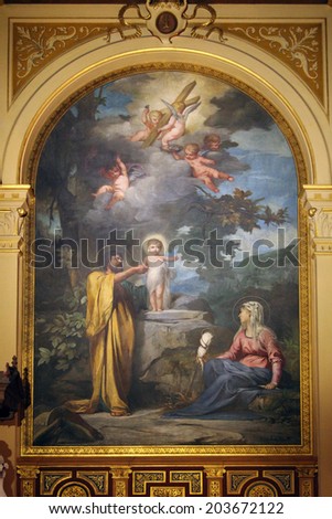 PARIS, FRANCE - NOV 09, 2012: Holy Family, Holy Trinity church is a Catholic church located in the 9th arrondissement. The church of the Second Empire period, built between 1861 and 1867