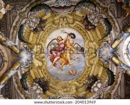 PARMA, ITALY - MAY 01, 2014: Fresco, St Lucia church. Church, originally known as St. Michael in the Channel is mentioned in documents in 1223, built in 1615 and dedicated to St. Lucia