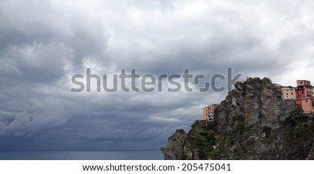 MANAROLA, ITALY - MAY 02: one of the Cinque Terre villages, UNESCO World Heritage Sites, remains a magnet for tourists to the famous Via dell'Amore remains closed, on May 02, 2014 in Manarola, Italy