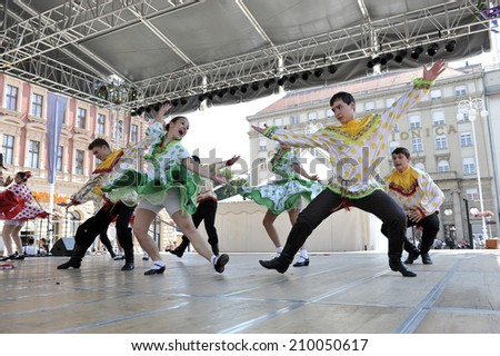 ZAGREB, CROATIA - JULY 19: Members of folk group Moscow, Russia during the 48th International Folklore Festival in center of Zagreb, Croatia on July 19, 2014