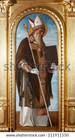 ZAGREB, CROATIA - DECEMBER 12: Giovanni Bellini: Saint Benedict, exhibited at the Great Masters renesnse in Croatia, opened December 12, 2011. in Zagreb, Croatia