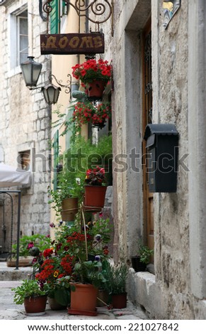 KOTOR, MONTENEGRO - JUNE, 10: Mediterranean house with flowers, on June 10, 2012 in Kotor, Montenegro