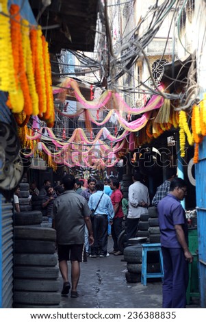 KOLKATA, INDIA - FEBRUARY 08: Auto parts store on Malik bazar in Kolkata, India on February 08, 2014