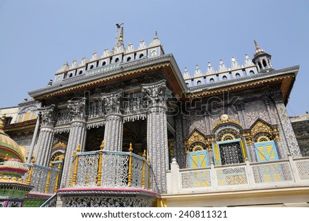 KOLKATA,INDIA - FEBRUARY 12: Jain Temple (also called Parshwanath Temple) is a Jain temple at Badridas Temple Street is a major tourist attraction in Kolkata, West Bengal, India on February 12,2014.